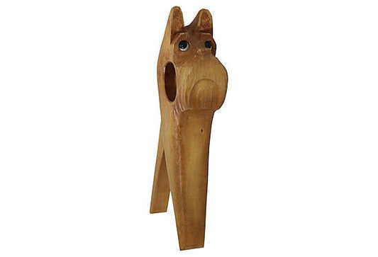 Midcentury Hand-Carved Scottish Terrier Dog Nutcracker