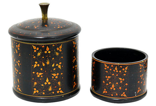 Antique English Tole Smoking Set, 3Pcs