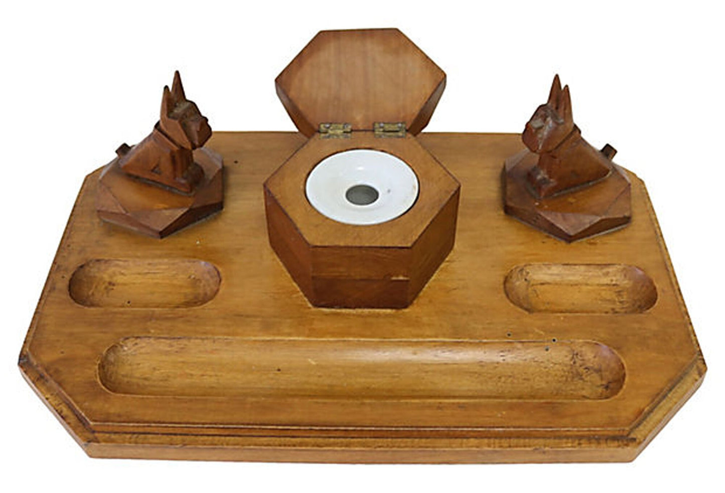 Art Deco Scottie Dog Inkwell & Desk Set