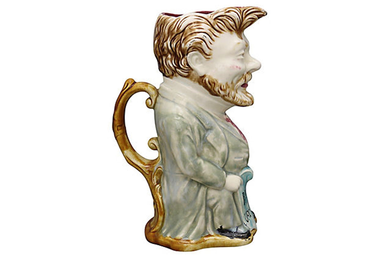 Antique French Majolica Political Jug by Frie Onnaing, Charles Camille Pelletan