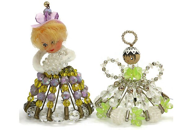 Midcentury Christmas Ornaments, Set of 4