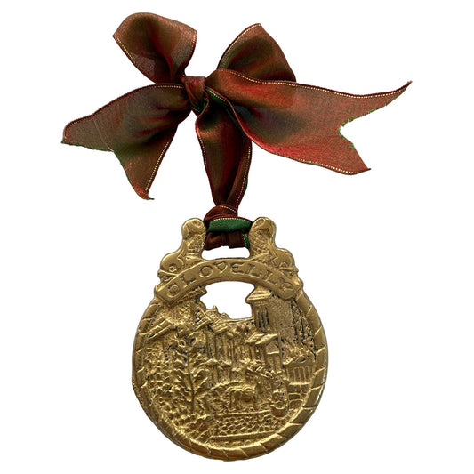 Vintage Clovelly, England Souvenir English Horse Brass Ornament
