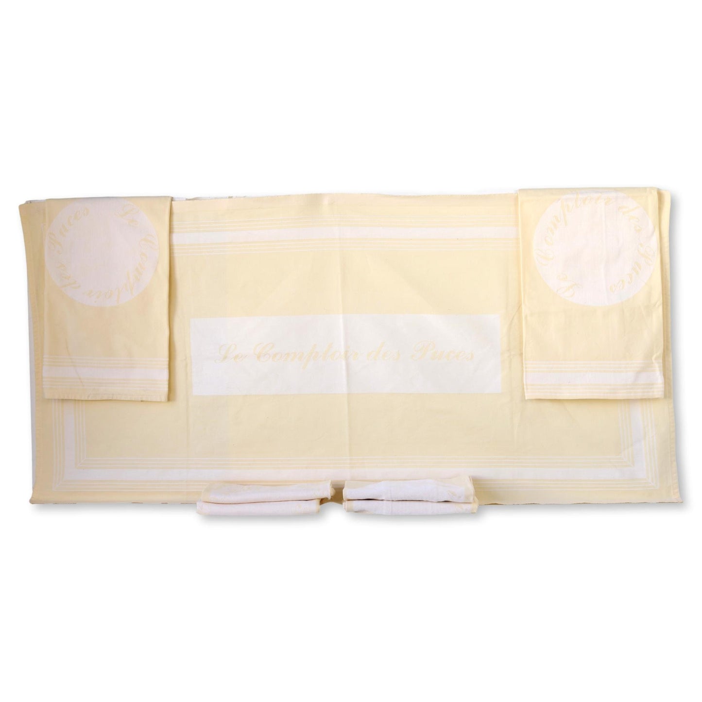 Vintage Paris Flea Market Cafe Table Linens, 7 Pc Set - Old New Stock