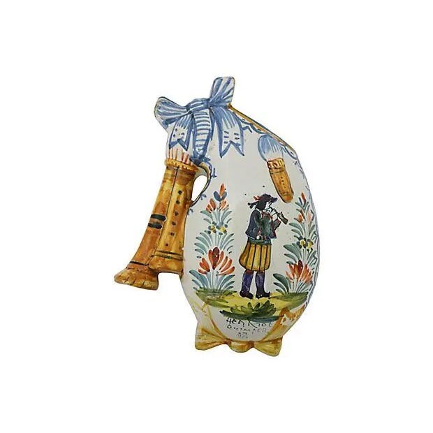 1920s French Quimper Wall Pocket Vases, a Pair