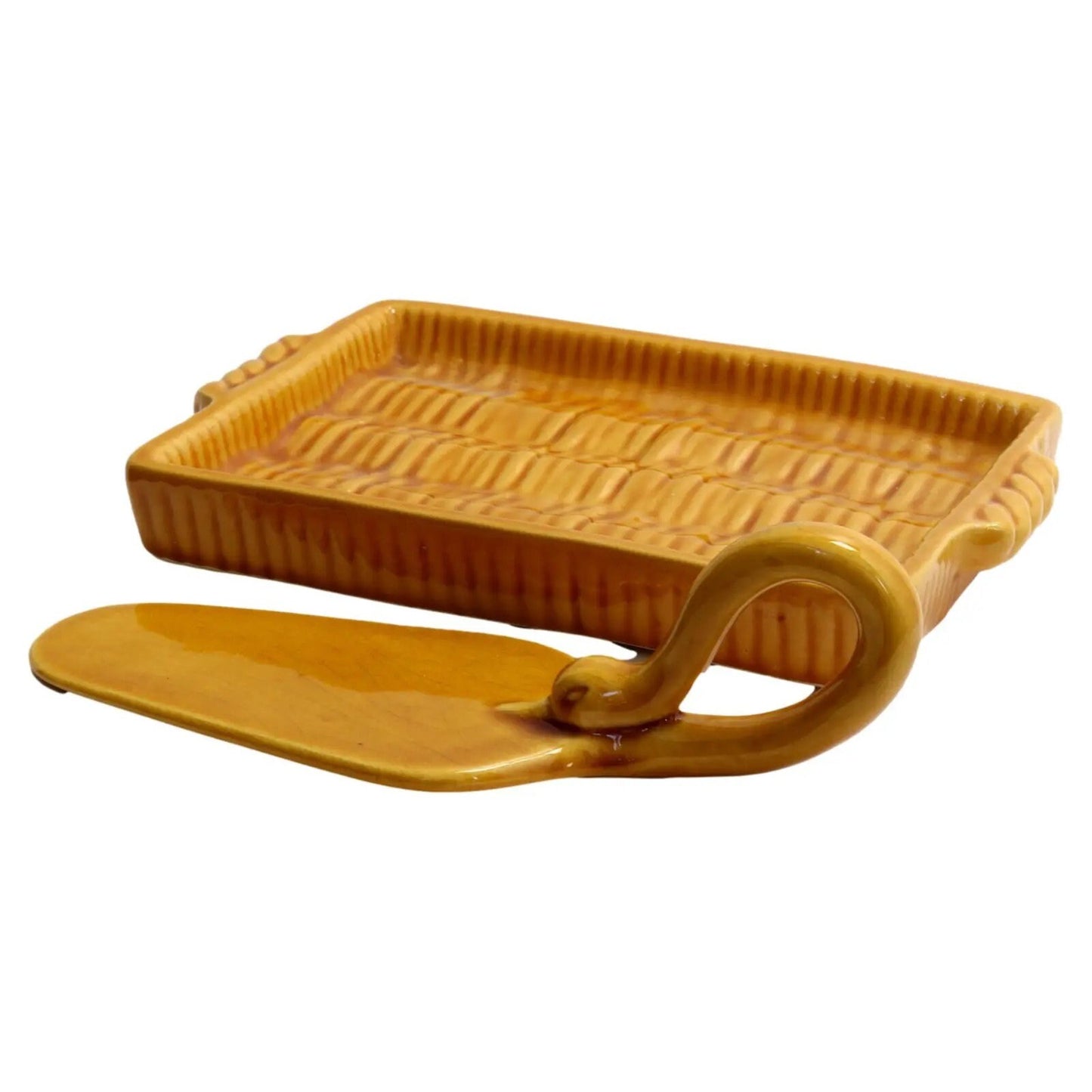 Vintage Mid-Century French Majolica Cheese Dish