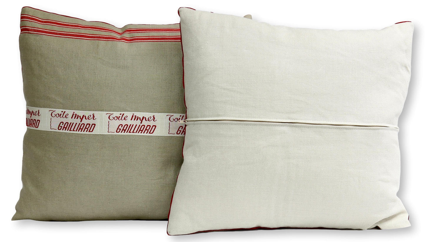 Vintage French Linen Pillows, Pair