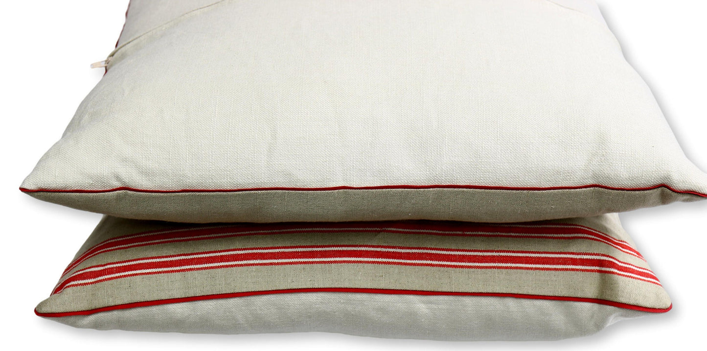Vintage French Linen Pillows, Pair