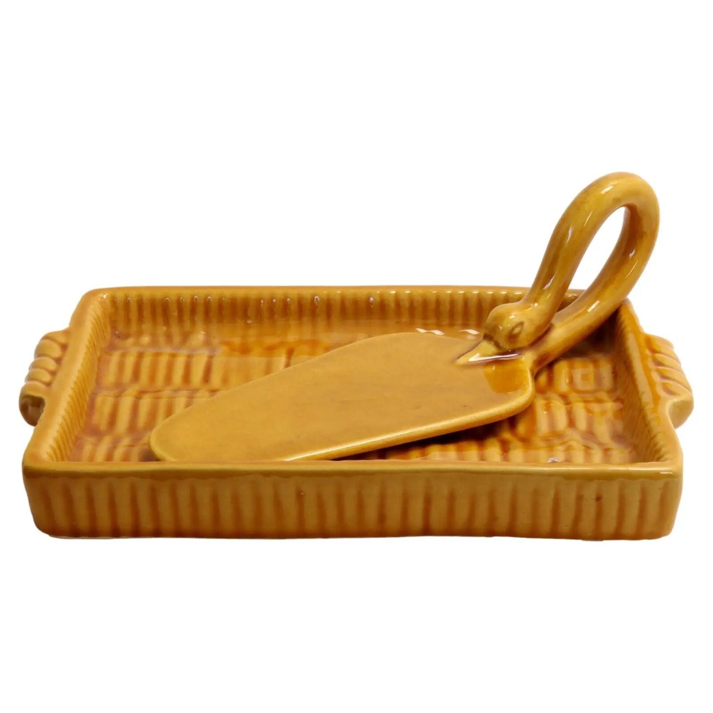 Vintage Mid-Century French Majolica Cheese Dish