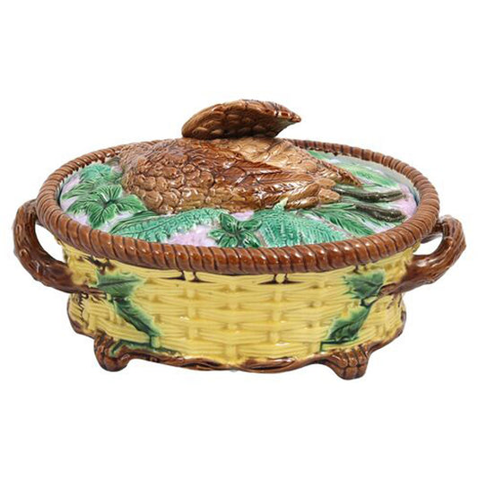 Antique 19th-Century English Majolica Game Bird Tureen