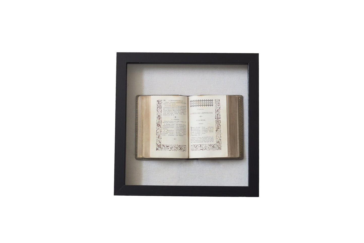 Framed Antique French Prayer Book