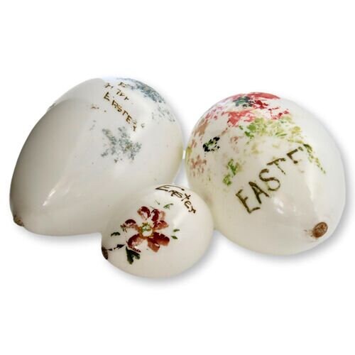Antique Milk Glass Easter Eggs, S/3