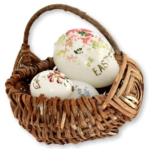 Antique Milk Glass Easter Eggs, S/3