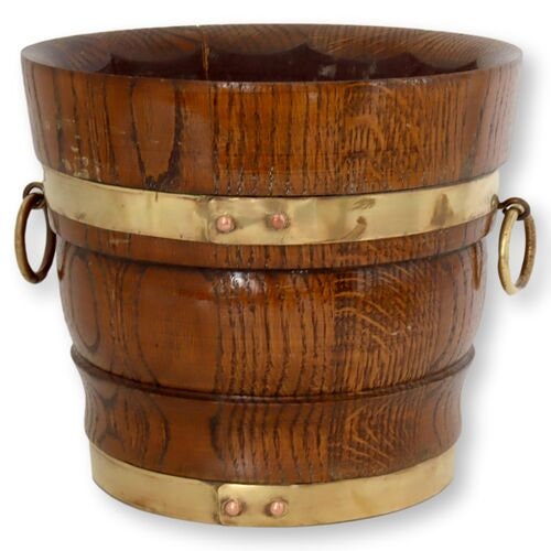 English Banded Oak Bucket/Planter