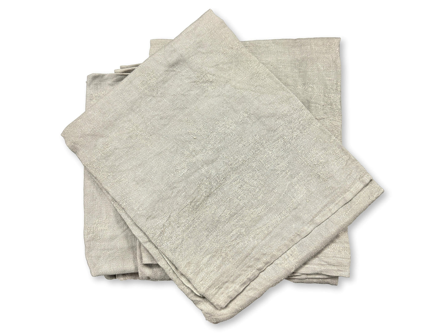 Antique French "D" Linen Napkins w/ Hand-Stitched "D" Monogram | Set of Nine