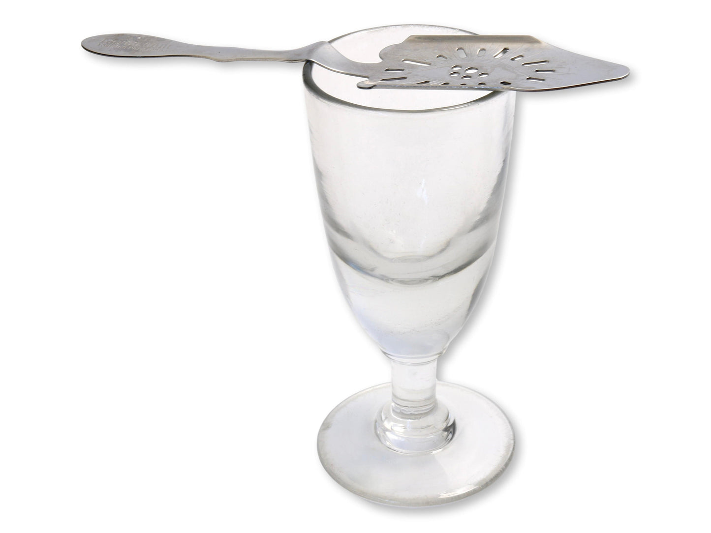 Set of Six Antique French Absinthe Glasses with Spoons