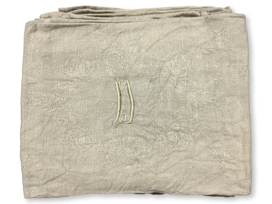 Antique French "D" Linen Napkins w/ Hand-Stitched "D" Monogram | Set of Nine