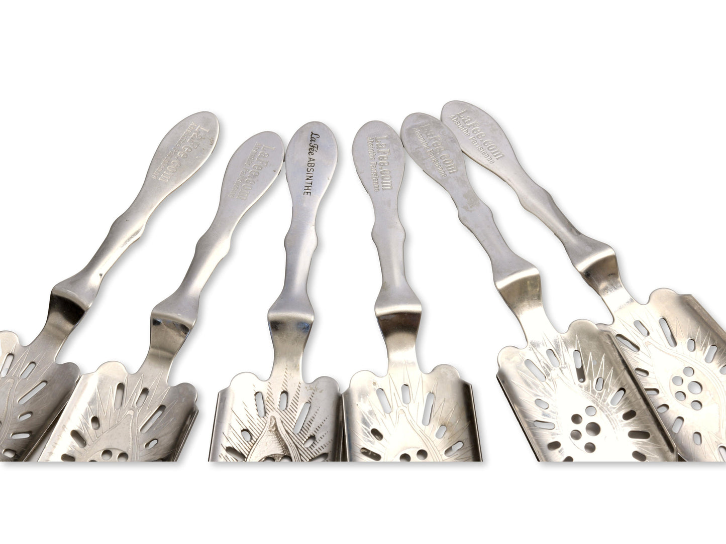 Set of Six Antique French Absinthe Glasses with Spoons