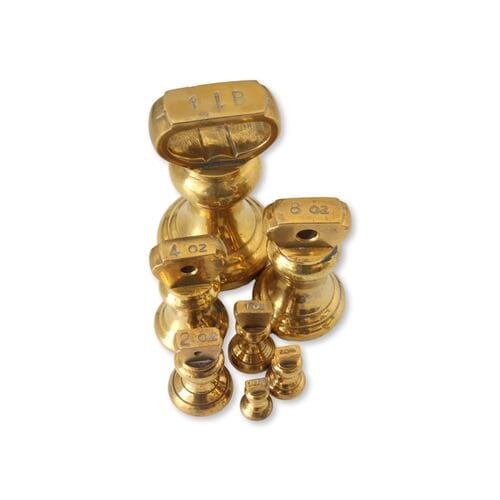 Antique English Brass Scale Weights, S/7