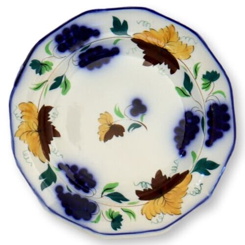 1850s Gaudy Welsh Grape Vine Plates, S/6