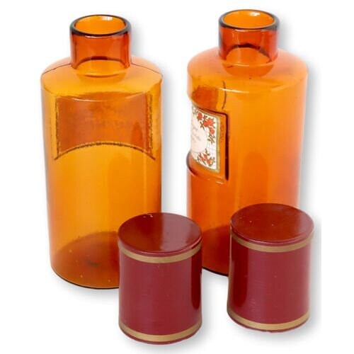 French Pharmacy Apothecary Bottles, Pair