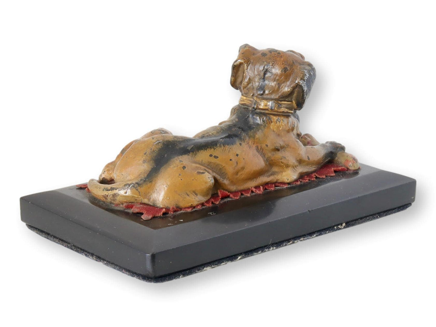 Antique Bronze Bulldog on Marble Base