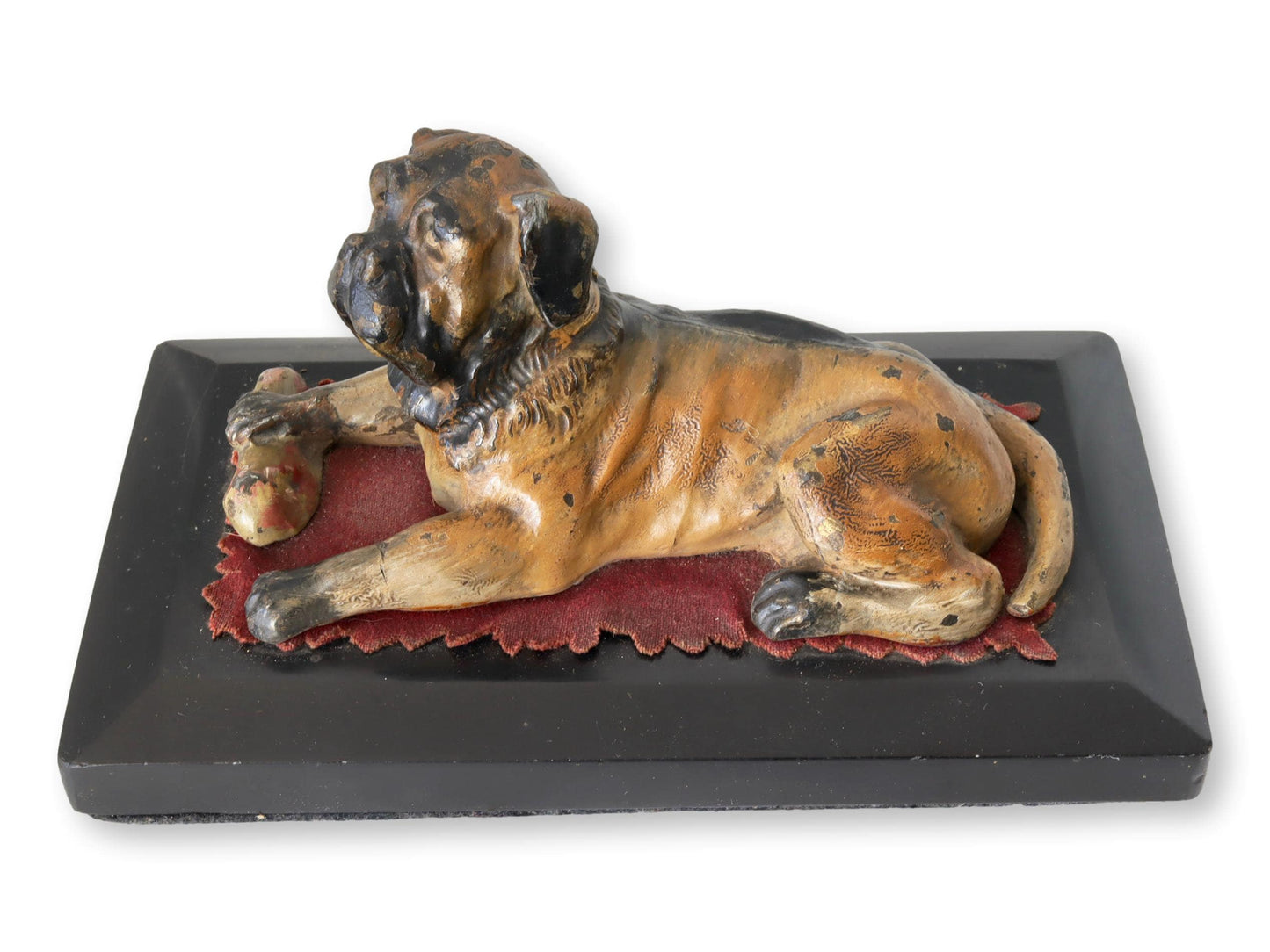 Antique Bronze Bulldog on Marble Base