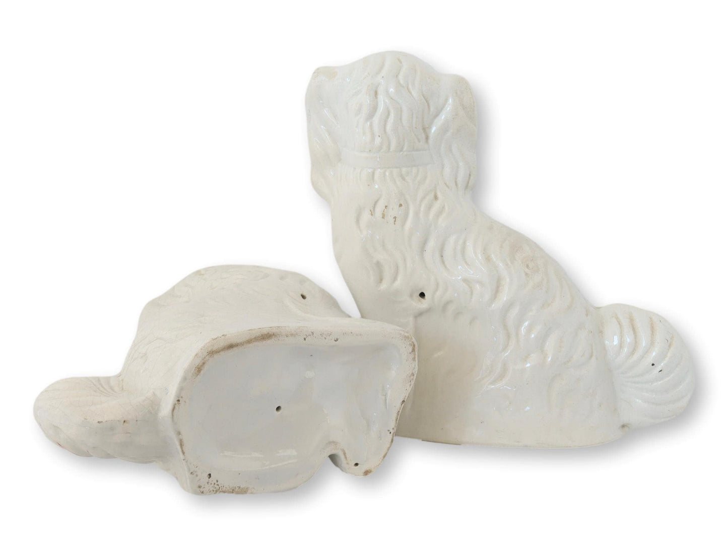 19th-C. English Staffordshire King Charles Spaniel Dogs, a Pair