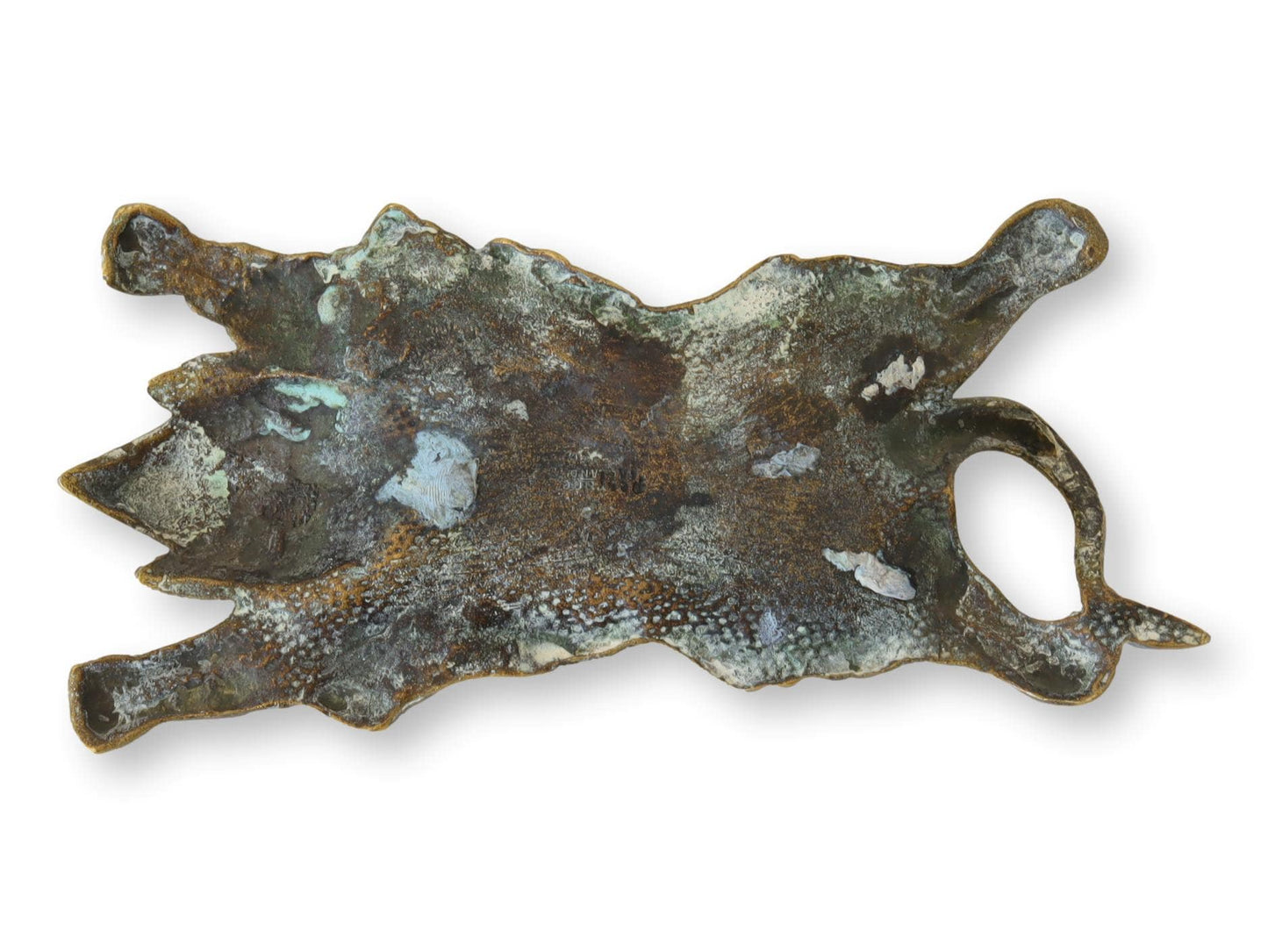 Antique Brass Lion Skin Rug Catchall | Card Holder