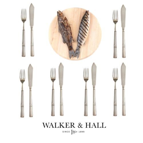 1930s Walker & Hall Fish Set | Atlantic Pattern | Service for Six