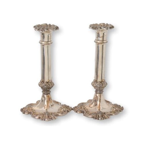 Antique English Sheffield Silver-Plate Candlesticks | C. 1900s