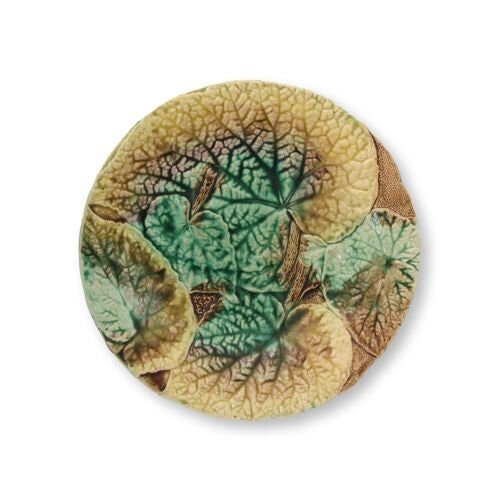 19th-C. English Majolica Begonia Leaf Comport