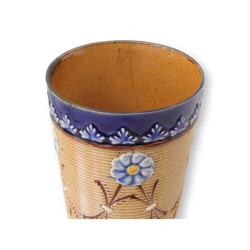 19th-C. Doulton Lambeth Floral High Ball Beakers | a Pair