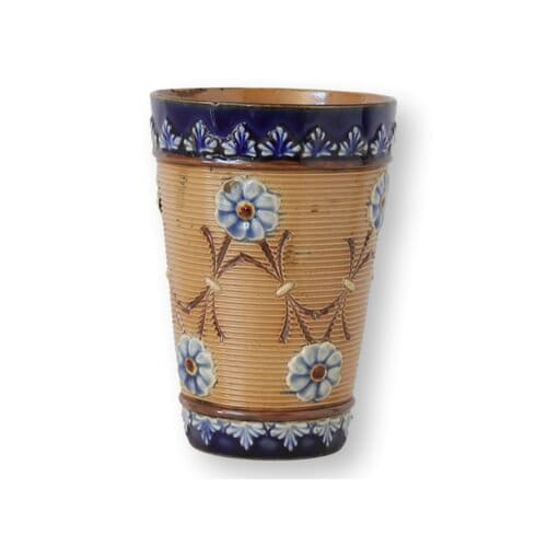 19th-C. Doulton Lambeth Floral High Ball Beakers | a Pair