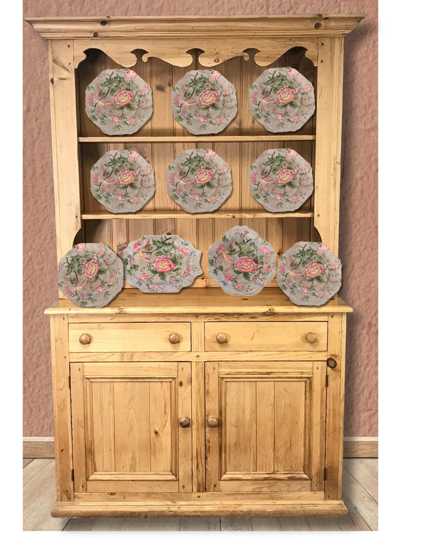 1820s Spode Hand-Painted Faience Chinoiserie Dessert Set | 10 Pieces