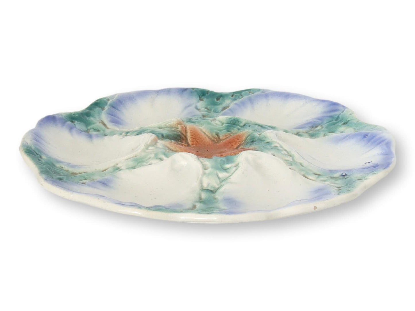 Antique Digoin Sarreguemines Oyster Plate, C. 1889