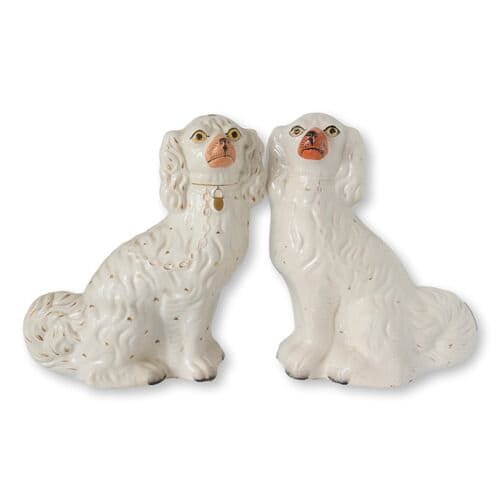 19th-C. English Staffordshire 12" King Charles Spaniels
