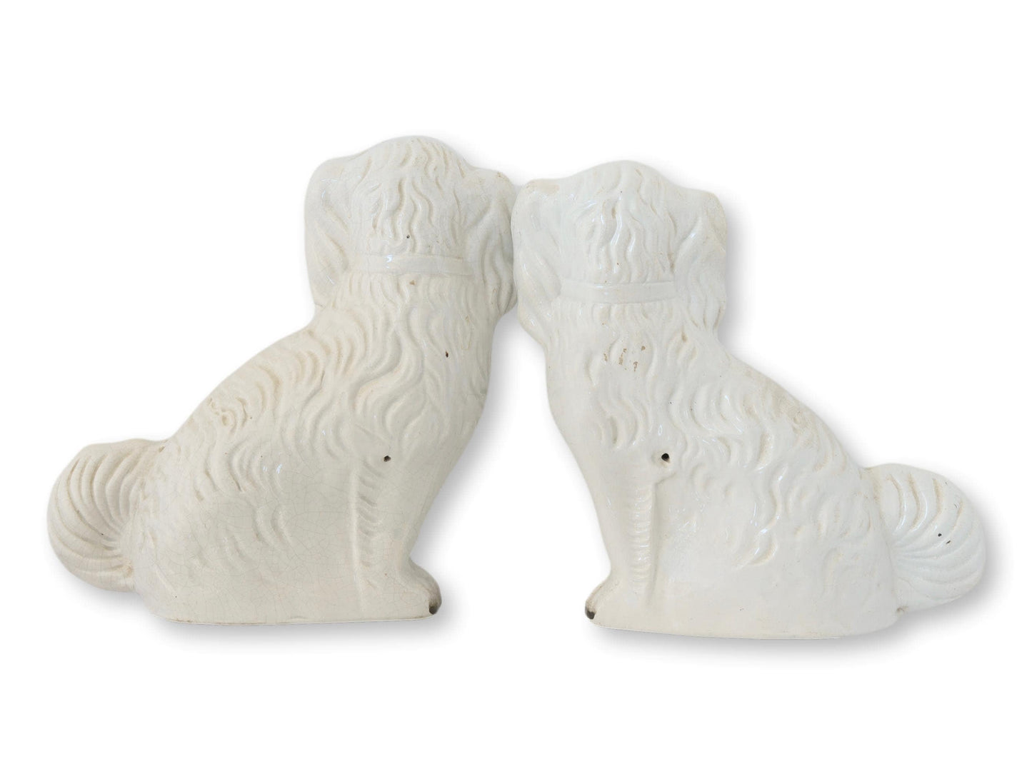 19th-C. English Staffordshire King Charles Spaniel Dogs, a Pair
