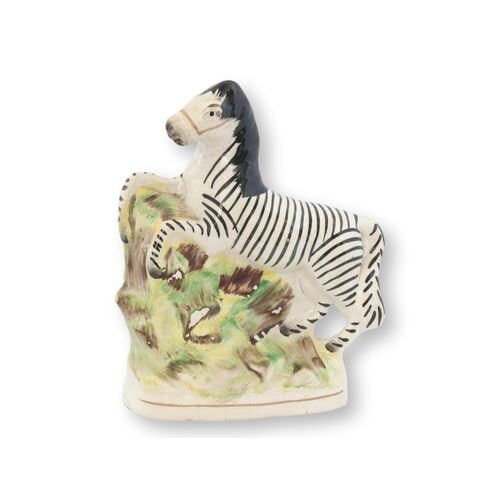 19th-C. English Staffordshire Zebra, C. 1870