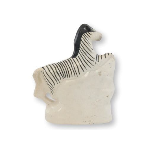 19th-C. English Staffordshire Zebra, C. 1870