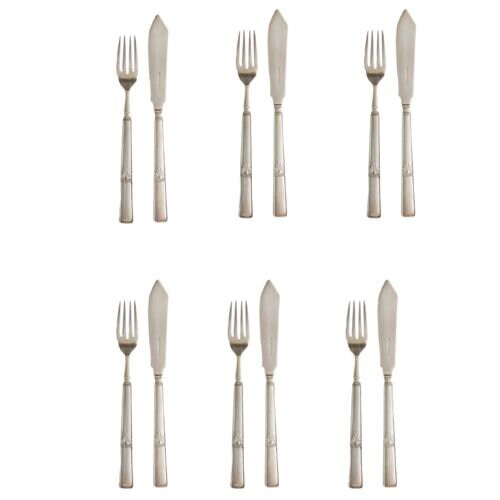 1930s Walker & Hall Fish Set | Atlantic Pattern | Service for Six