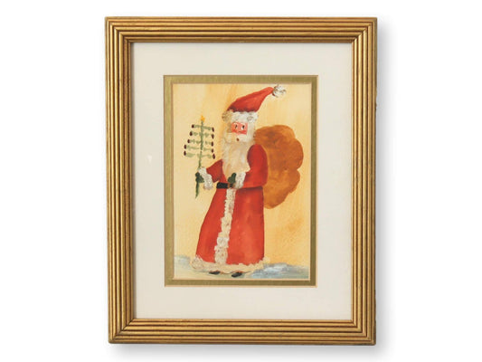 Christmas Folk Art Santa Original Watercolor