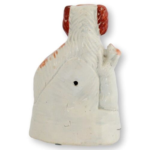 Antique English Staffordshire Poodle w/ Her Pups