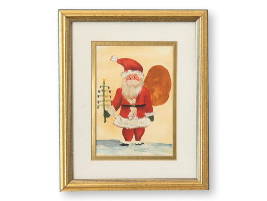 Christmas Folk Art Santa Original Watercolor