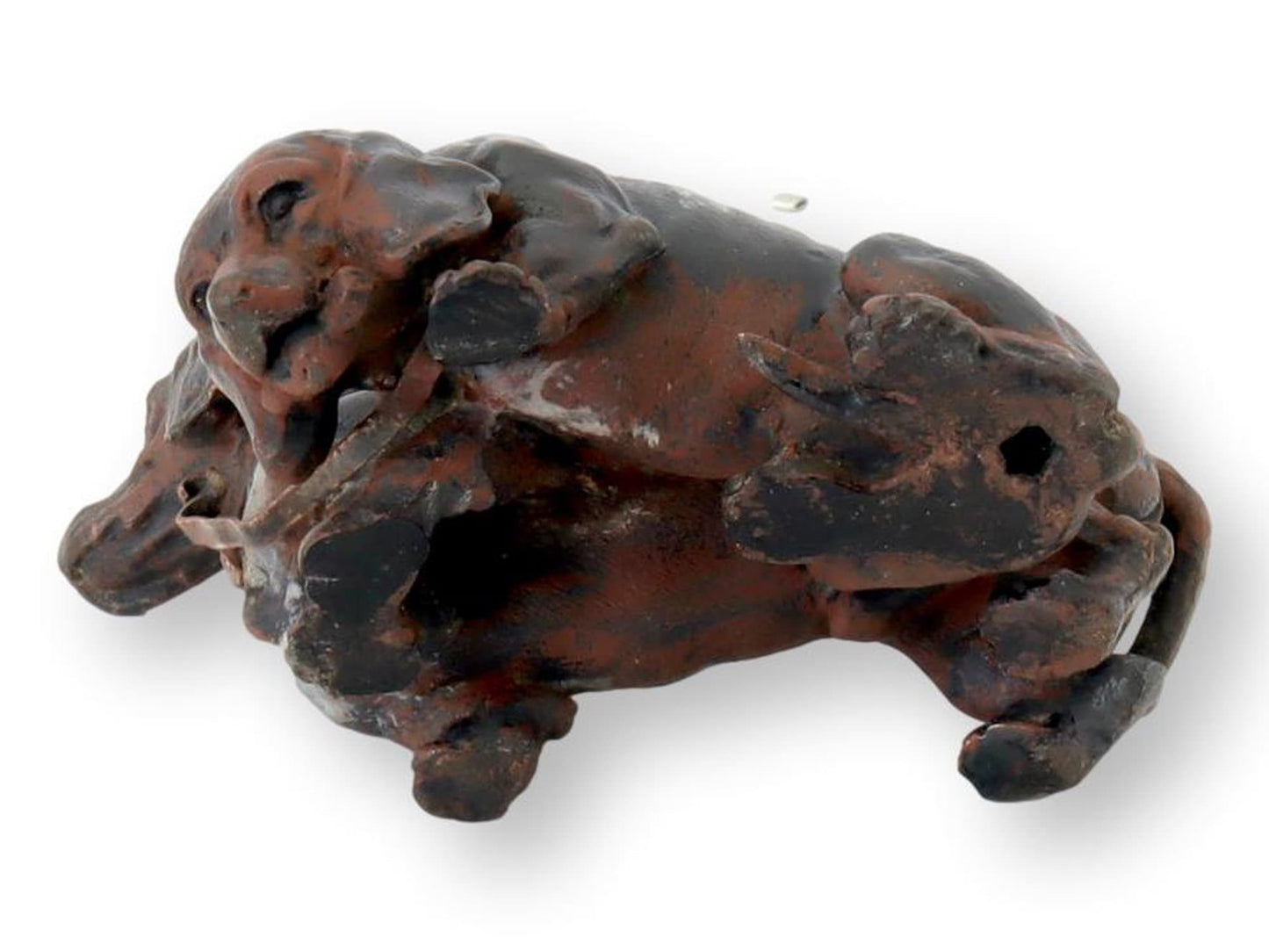 Heavy Antique Austrian Painted Metal Dachshunds