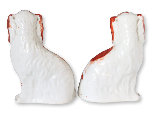 Antique English Staffordshire 8" King Charles Spaniel Dogs