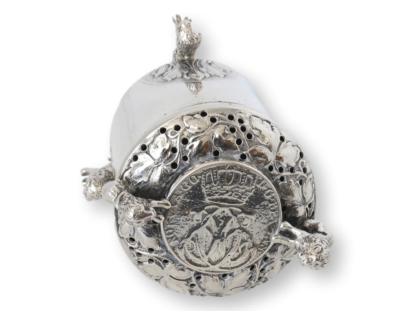 1890s Marius Hammer Silver Salt & Pepper w/Lions