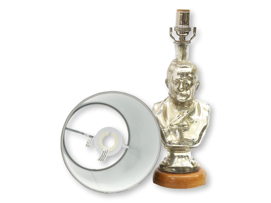 19th-C. Mercury Glass Adolphe Thiers Bust Desk Lamp