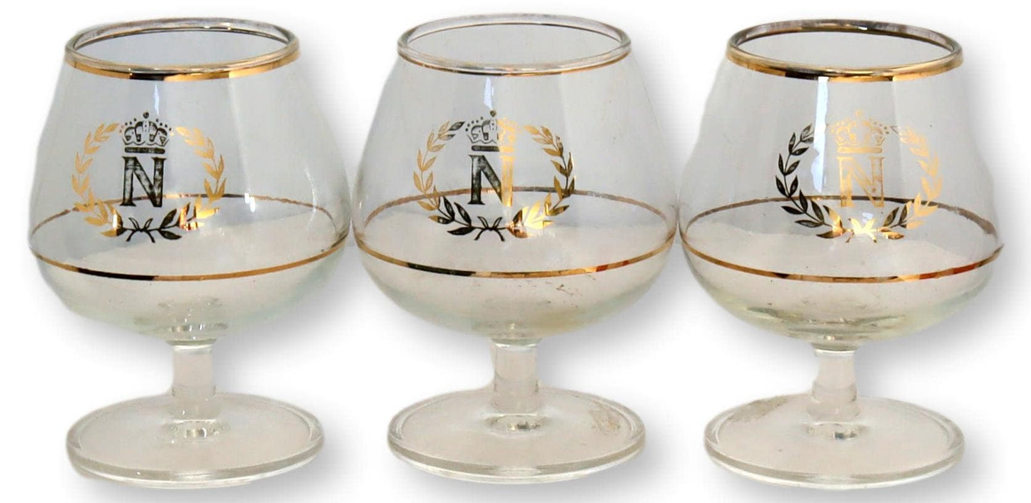 Midcentury Napoleon Cognac / Brandy Glasses, Set of Six