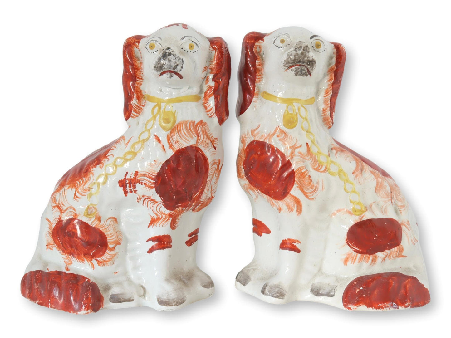 Antique English Staffordshire 8" King Charles Spaniel Dogs