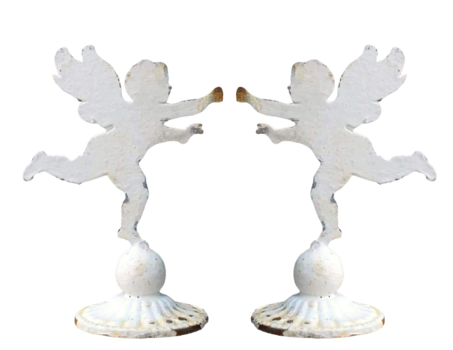 English Salvaged Metal Cherubs, Pair